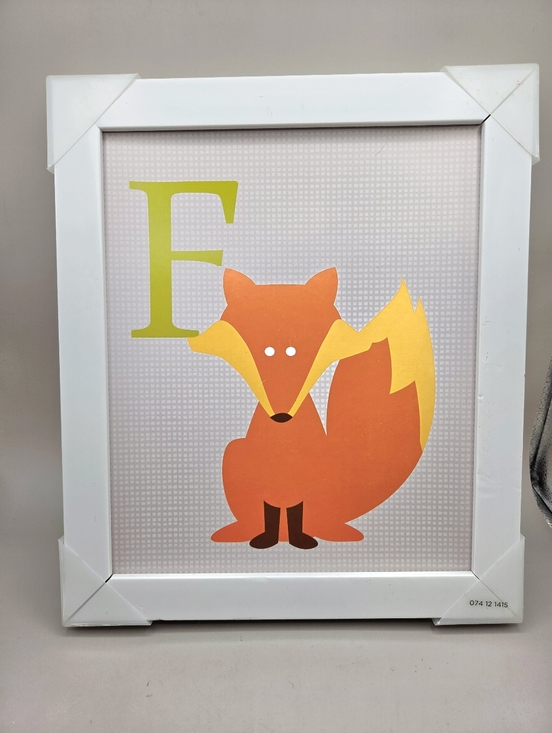 Framed Fox Letter Art - Orange & Yellow in White Frame - Picture 3 of 6